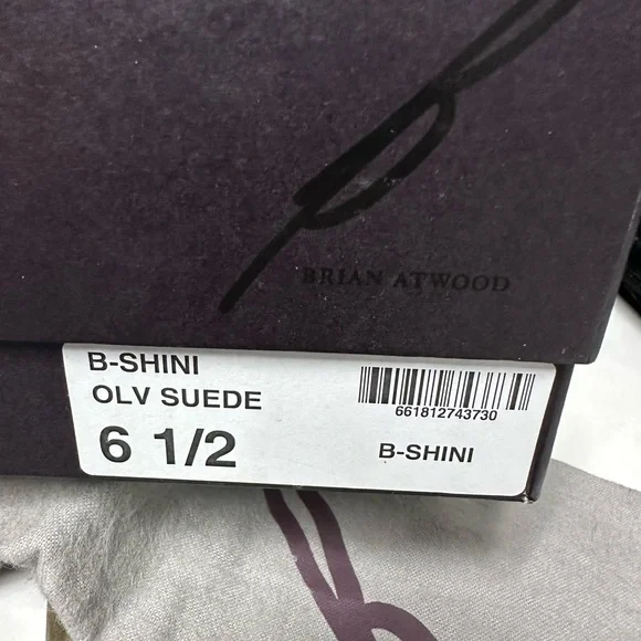 Brian Atwood Olive Suede Flats with Gold Detail – Size 6.5 - Picture 6 of 9